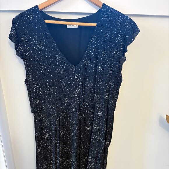 Gentle Fawn Dresses & Skirts - Gentle Fawn Black Speckled Midi Dress Flutter Sleeve Size 6